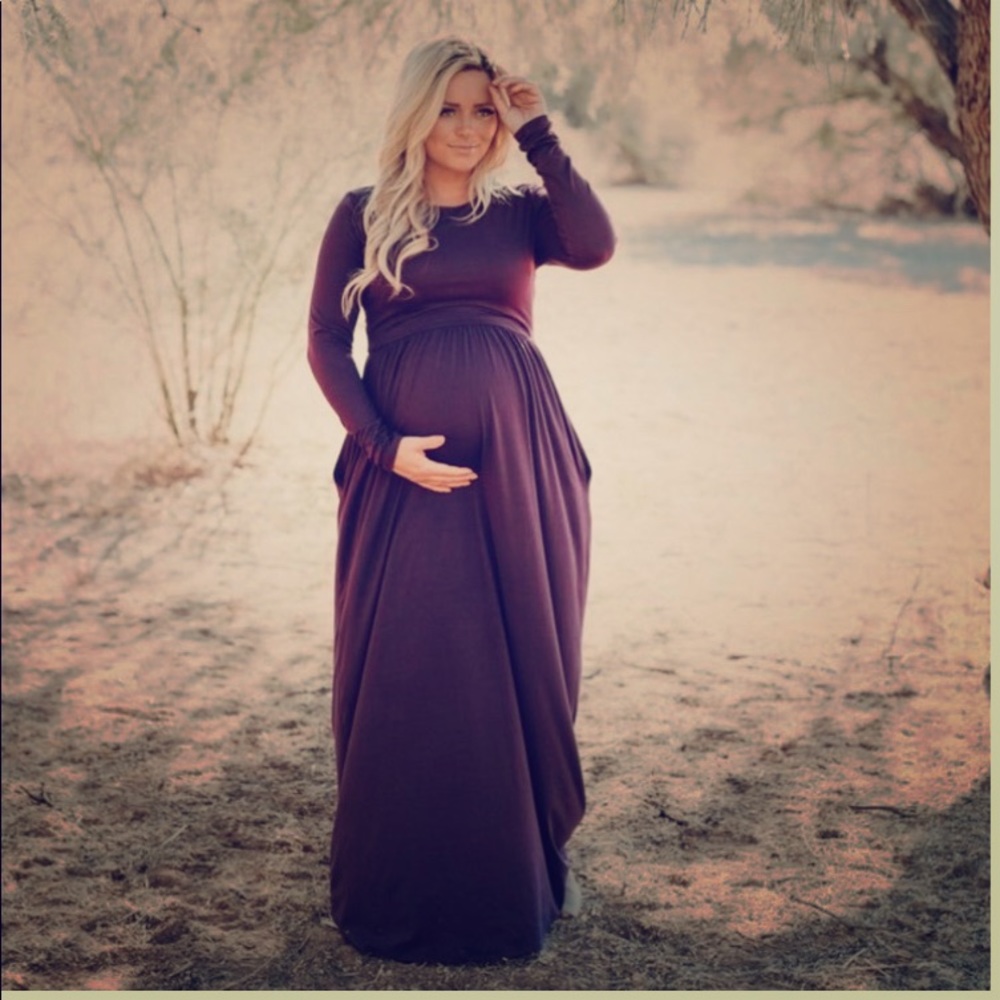 Wren & Ivory Purple Maxi Maternity Dress